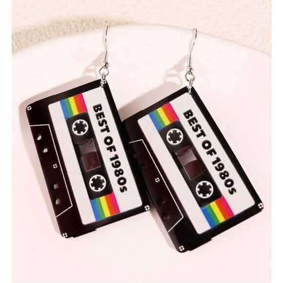 Art Deco Boom Box Earrings - Picture 3 of 5